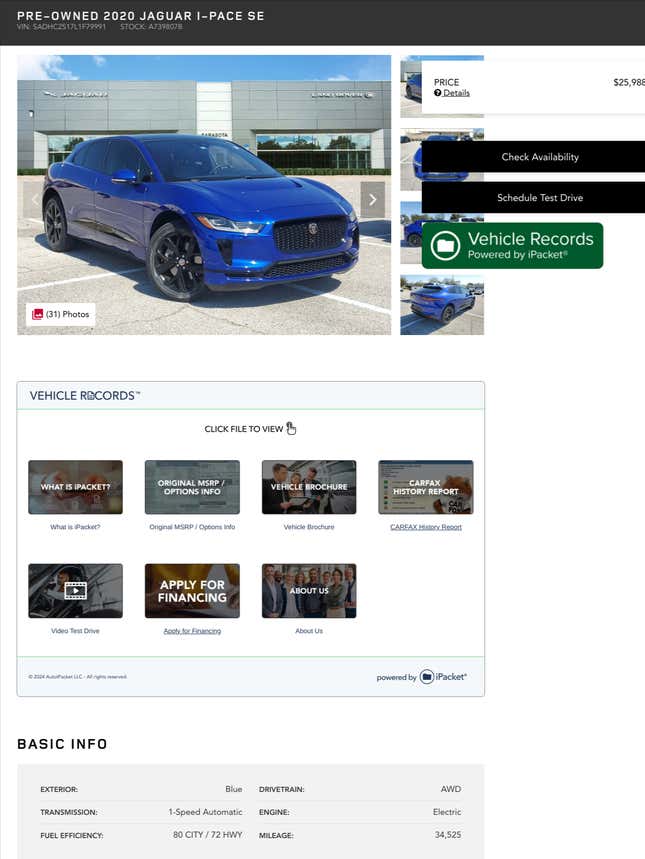 Bild zum Artikel mit dem Titel „Sie können einen Jaguar I-Pace für 90.000 US-Dollar für weniger als einen Toyota Camry bekommen.“